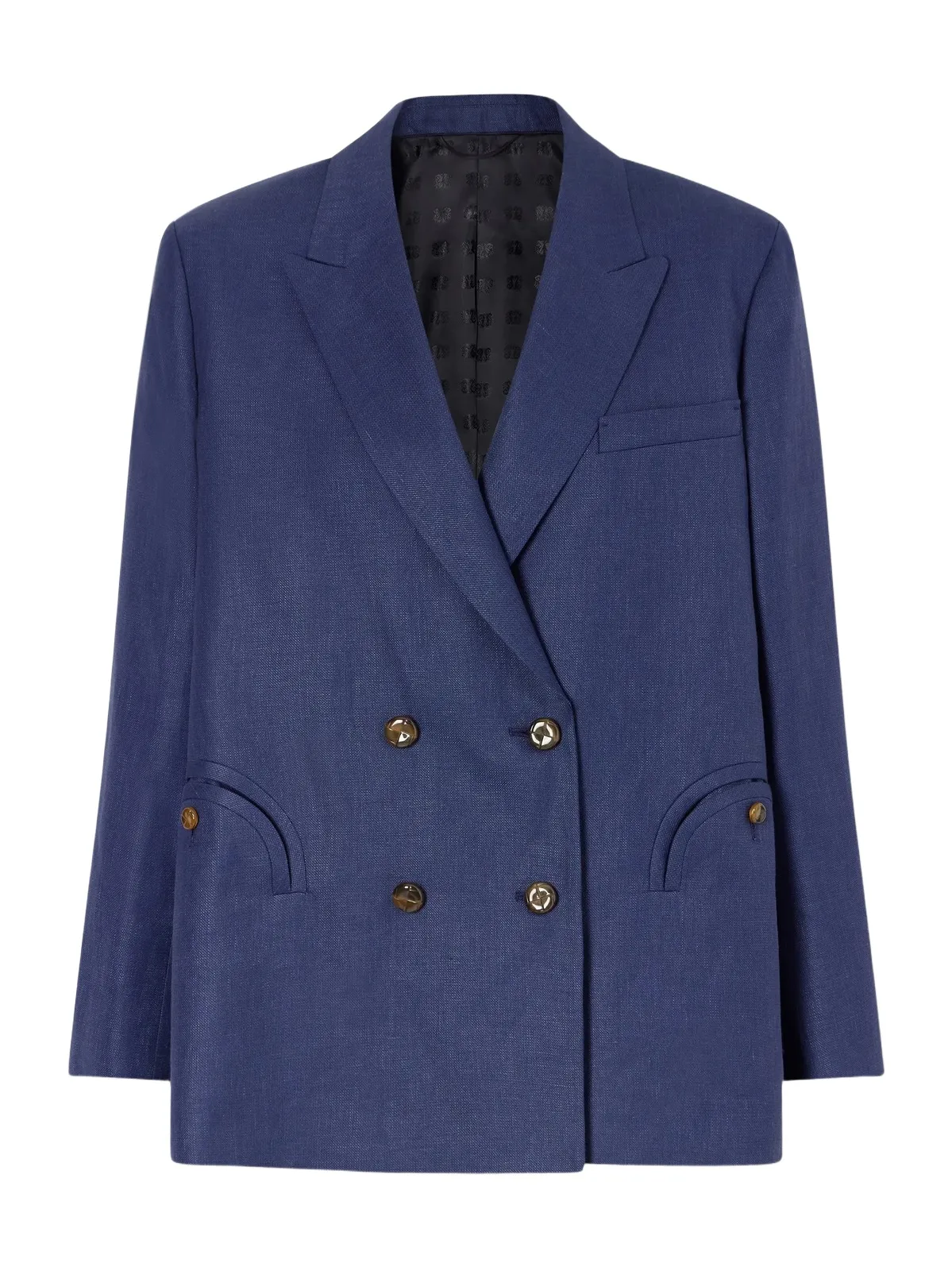 Nightbreak Double-breasted Linen, Wool And Silk-blend Blazer - Blue Nightbreak Double-breasted Linen, Wool And Silk-blend Blazer - Blue