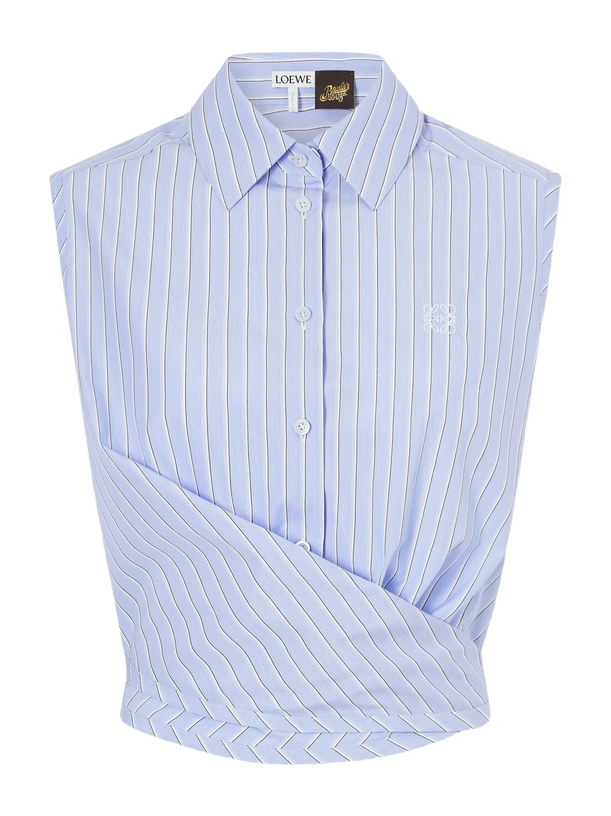 + Paula's Ibiza Anagram Appliquéd Striped Cotton-popeline Top + Paula's Ibiza Anagram Appliquéd Striped Cotton-popeline Top