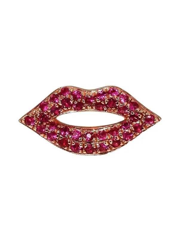 14k Rose Gold & Ruby Lips Single Stud Earring