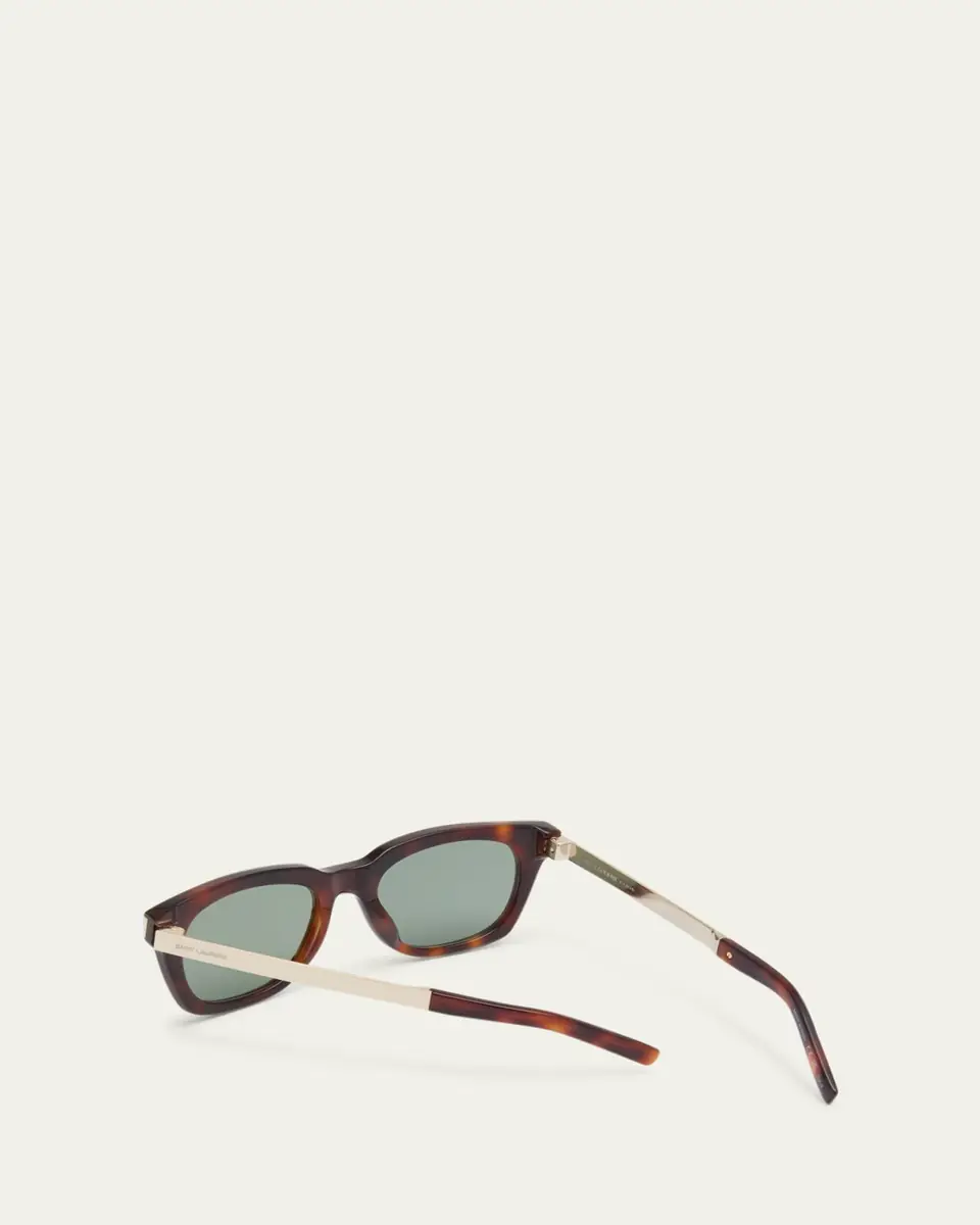 Saint Laurent Engraved Logo Rectangle Mixed-Media Sunglasses | Thumbnail 2 Saint Laurent Engraved Logo Rectangle Mixed-Media Sunglasses | Thumbnail 2