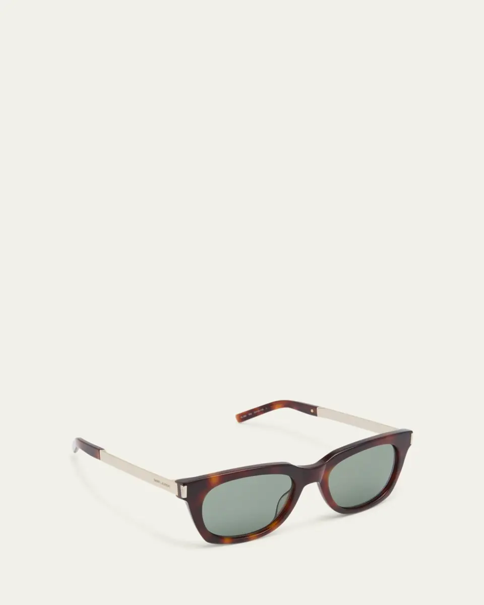 Saint Laurent Engraved Logo Rectangle Mixed-Media Sunglasses | Thumbnail 3 Saint Laurent Engraved Logo Rectangle Mixed-Media Sunglasses | Thumbnail 3