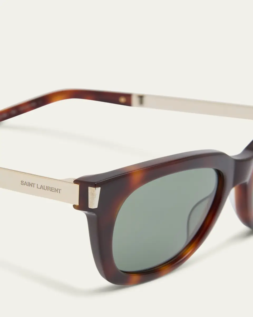 Saint Laurent Engraved Logo Rectangle Mixed-Media Sunglasses | Thumbnail 4 Saint Laurent Engraved Logo Rectangle Mixed-Media Sunglasses | Thumbnail 4