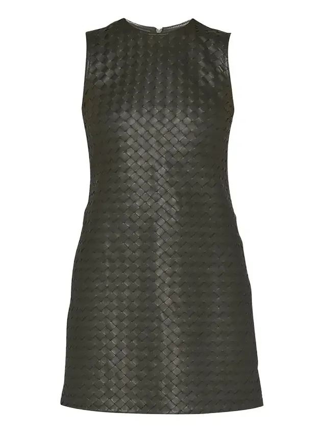 Leather Intrecciato Weave Mini Dress