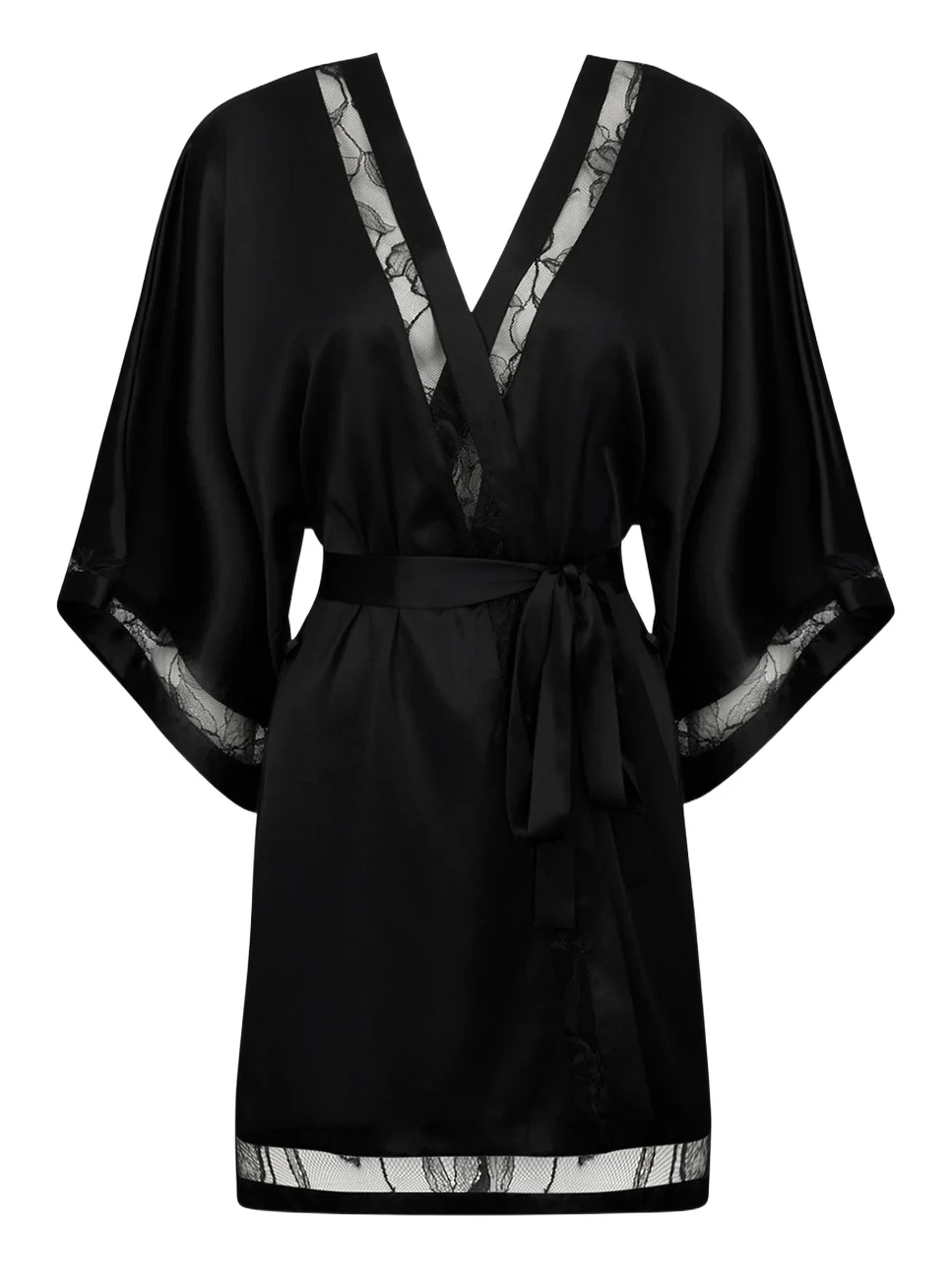 Adorable En Sexy Lace-Inset Mini Kimono Adorable En Sexy Lace-Inset Mini Kimono