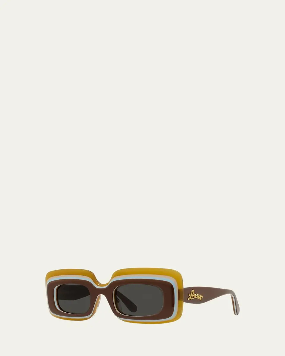 Loewe Multicolor Curved Logo Acetate Rectangle Sunglasses | Thumbnail 2