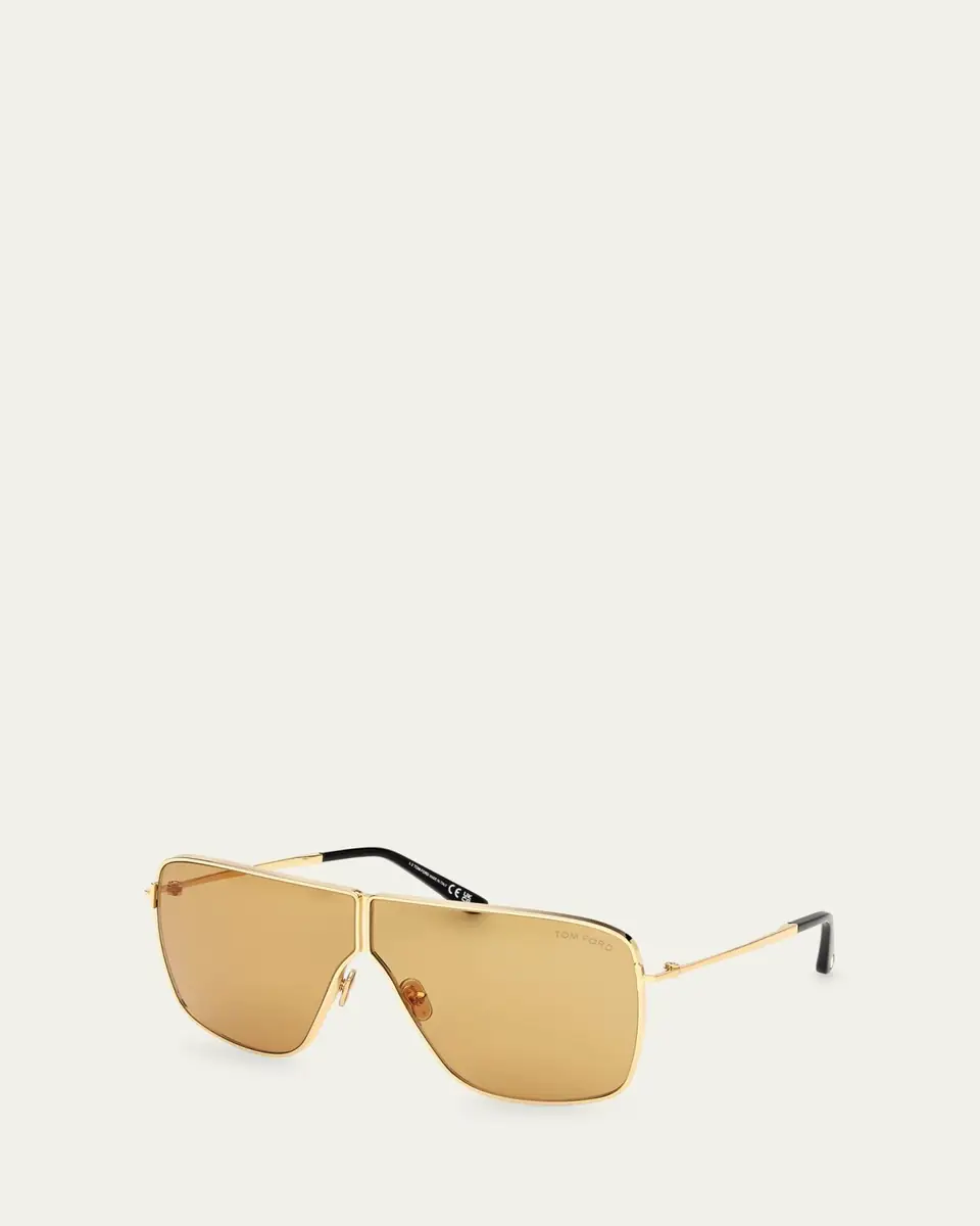 TOM FORD Huxley Golden Metal Rectangle Sunglasses | Thumbnail 2 TOM FORD Huxley Golden Metal Rectangle Sunglasses | Thumbnail 2