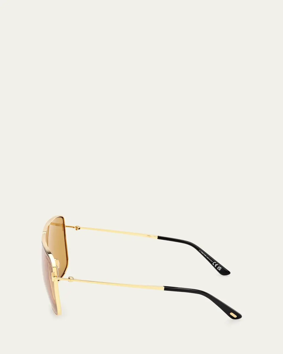 TOM FORD Huxley Golden Metal Rectangle Sunglasses | Thumbnail 3 TOM FORD Huxley Golden Metal Rectangle Sunglasses | Thumbnail 3