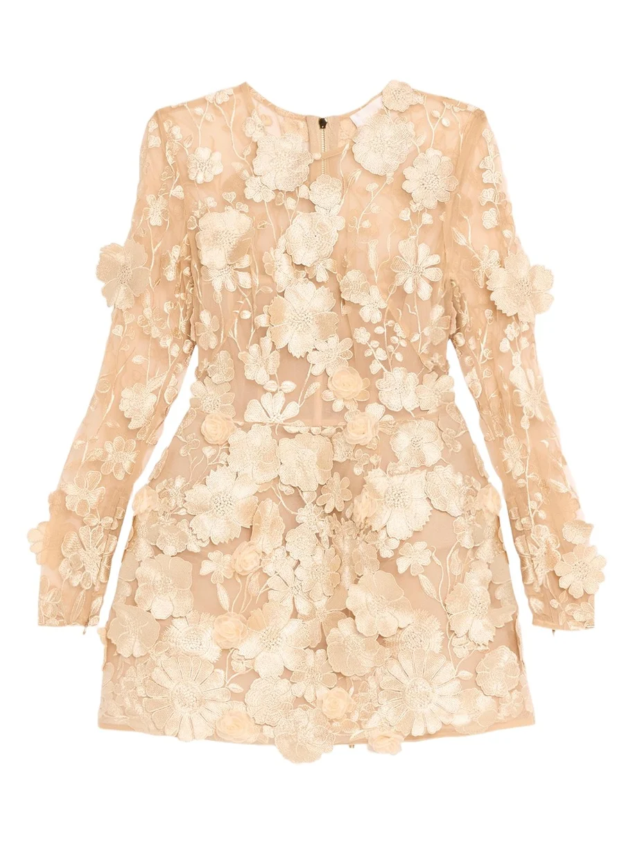 Bouquet Maraya Embroidered Illusion Mini Dress Bouquet Maraya Embroidered Illusion Mini Dress