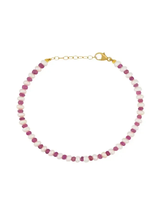 Ocean Connection Pink Sapphire and Pearl Bracelet