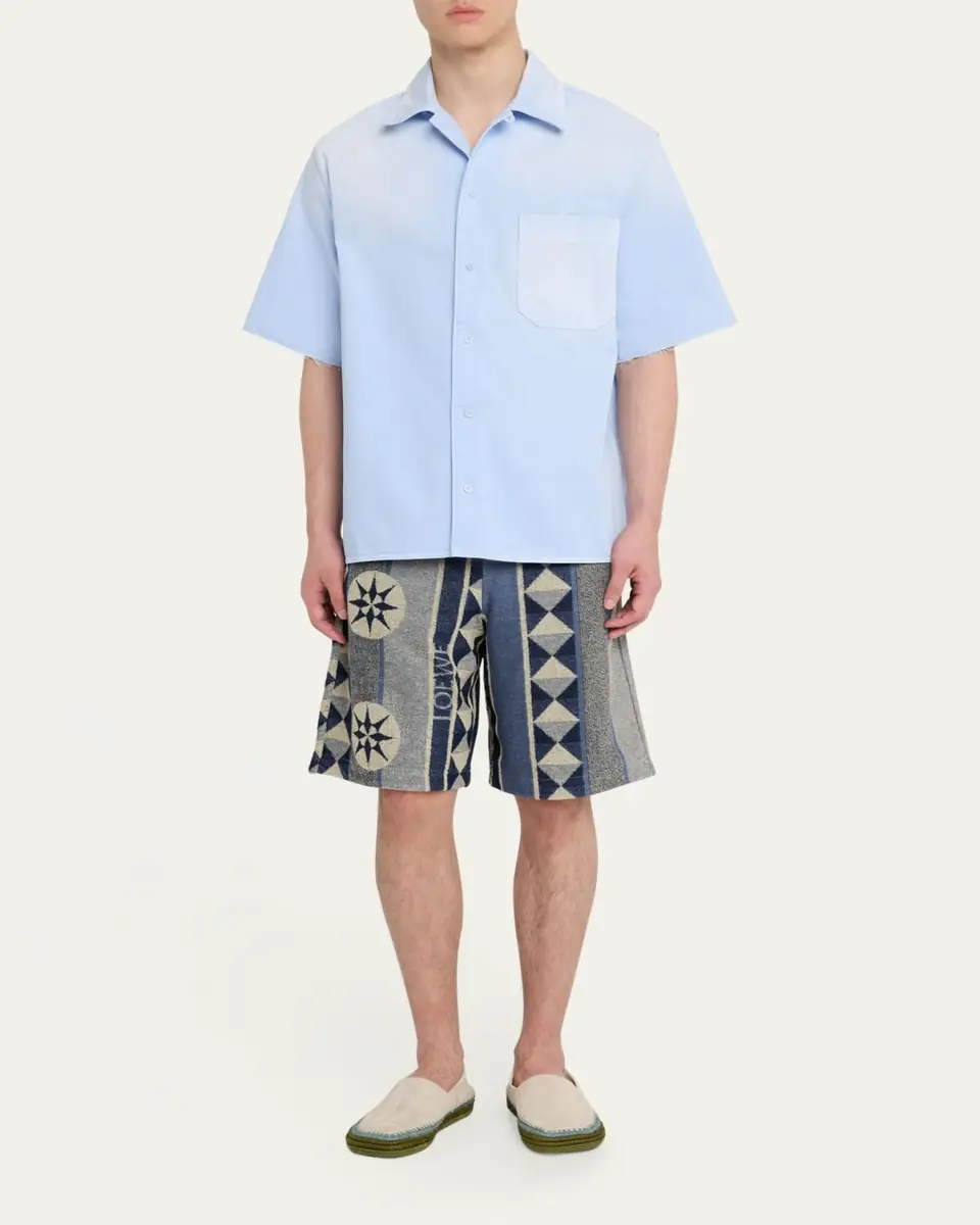 Loewe Men's Cotton Terry Compass Pull-On Shorts | Thumbnail 2 Loewe Men's Cotton Terry Compass Pull-On Shorts | Thumbnail 2