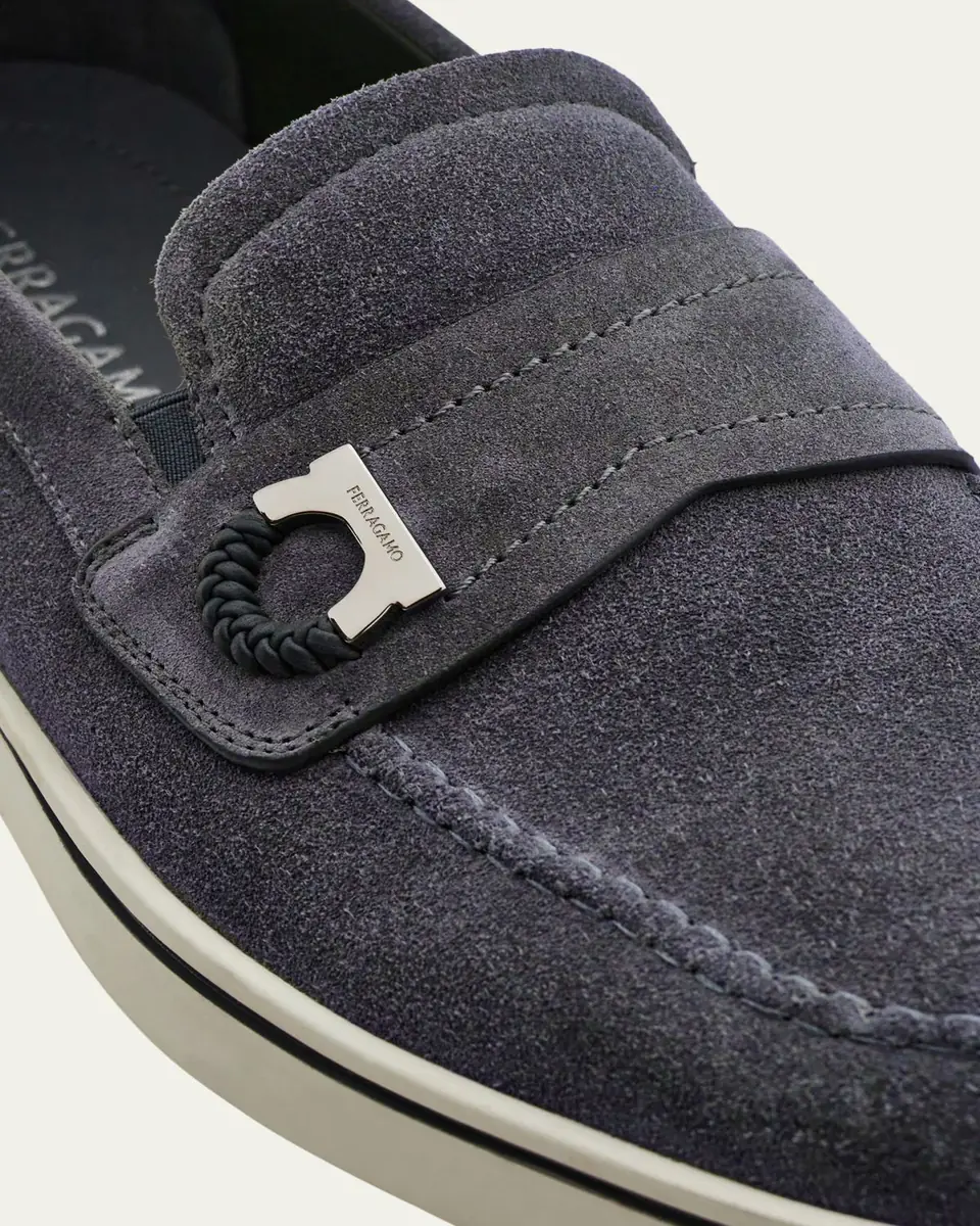 Ferragamo Men's Tancredi Suede Boat Shoe Loafers | Thumbnail 3 Ferragamo Men's Tancredi Suede Boat Shoe Loafers | Thumbnail 3