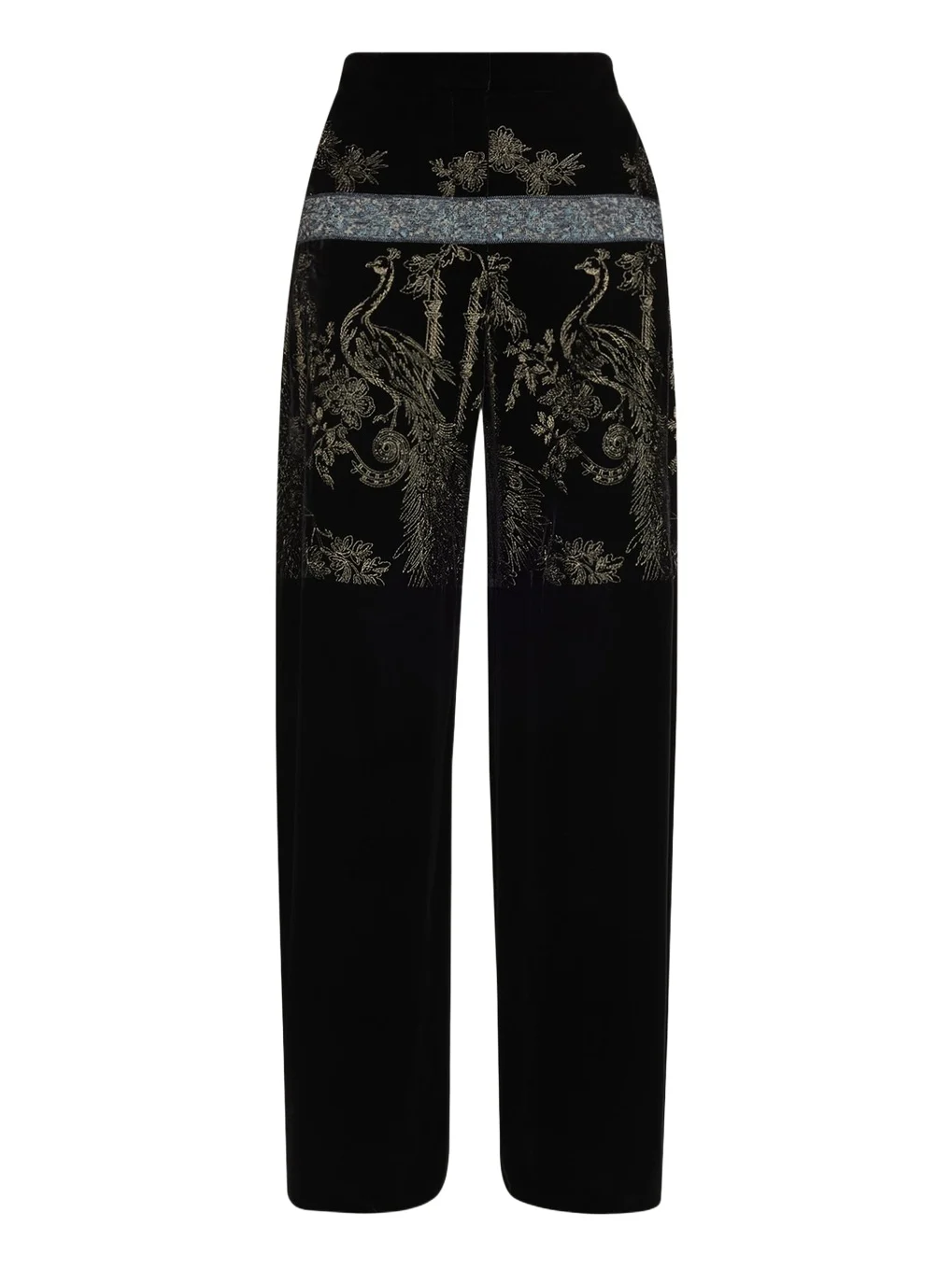Giorgio Armani Metallic Embroidered Velvet Wide-Leg Trousers