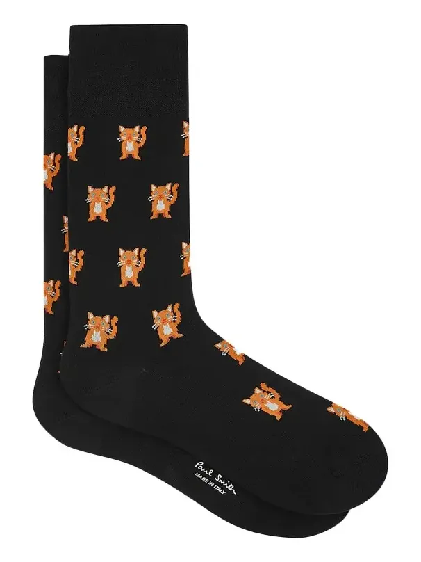 Men's Orange Cat Crew Socks Men's Orange Cat Crew Socks