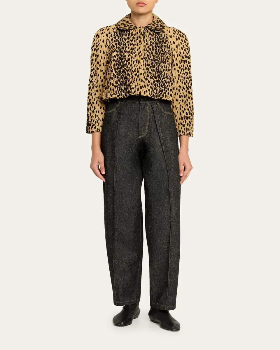Nackiyé Pixie Cheetah-Print Velvet Crop Jacket | Thumbnail 2