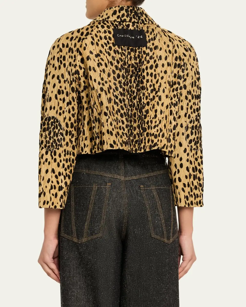 Nackiyé Pixie Cheetah-Print Velvet Crop Jacket | Thumbnail 3