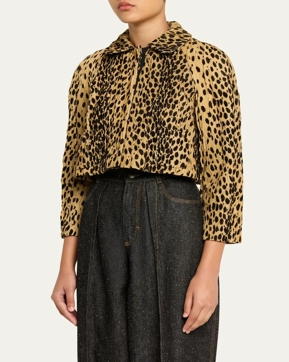 Nackiyé Pixie Cheetah-Print Velvet Crop Jacket | Thumbnail 4