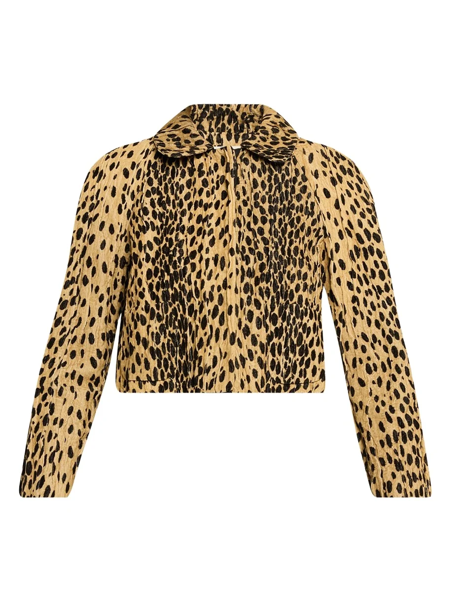 Nackiyé Pixie Cheetah-Print Velvet Crop Jacket