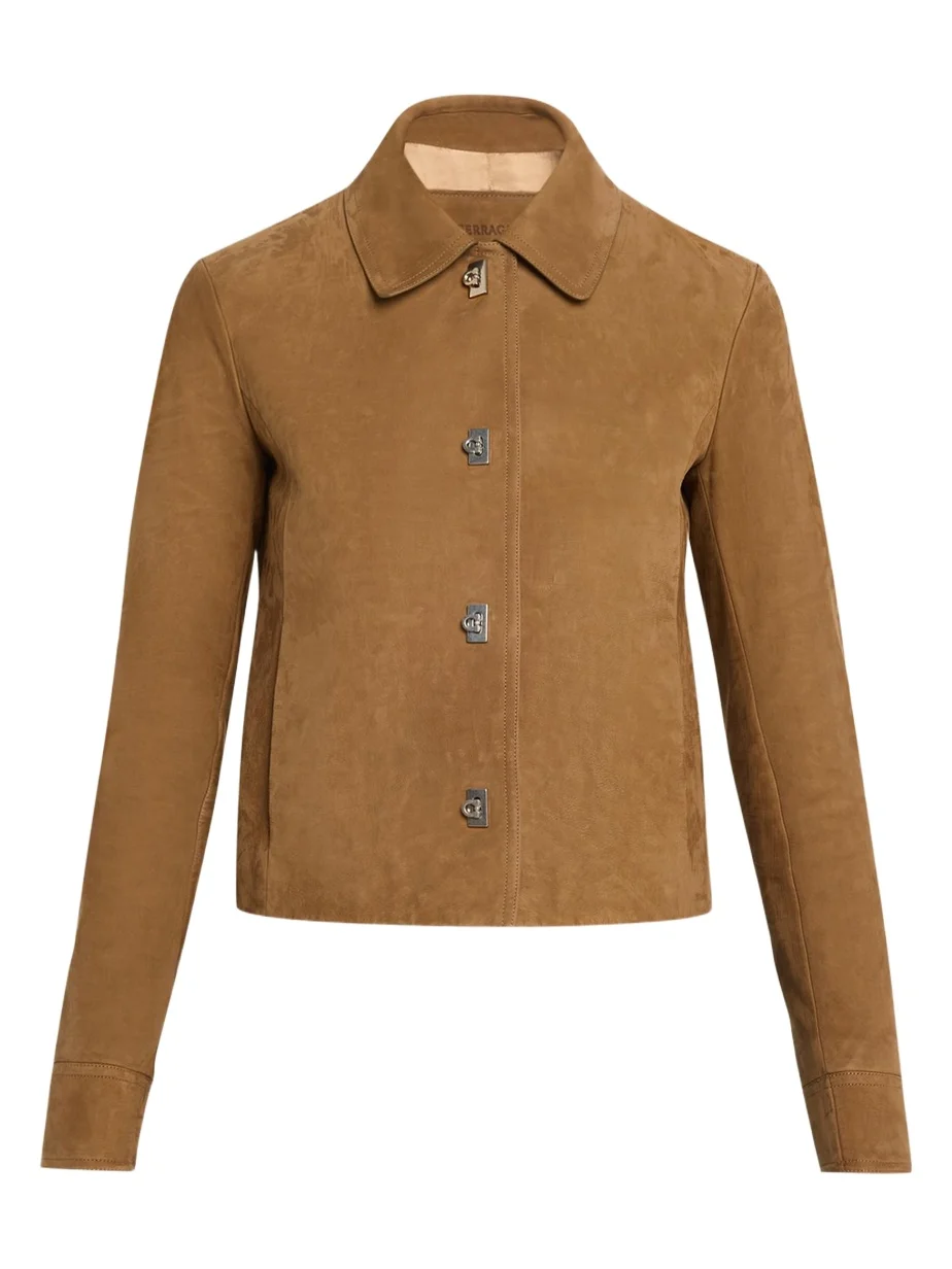 Ferragamo Nubuck Leather Boxy Jacket