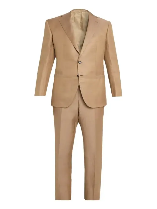 Men's Linen and Silk Topstitch-Pocket Two-Piece Suit Men's Linen and Silk Topstitch-Pocket Two-Piece Suit