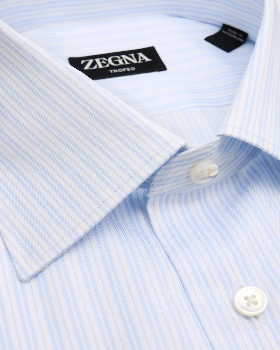 ZEGNA Men's Striped Trofeo Cotton Dress Shirt | Thumbnail 2