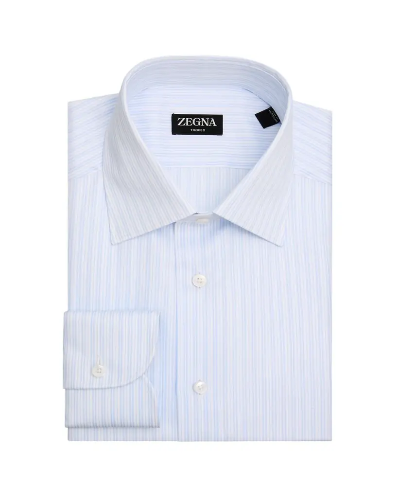 ZEGNA Men's Striped Trofeo Cotton Dress Shirt | Image 1 ZEGNA Men's Striped Trofeo Cotton Dress Shirt | Image 1