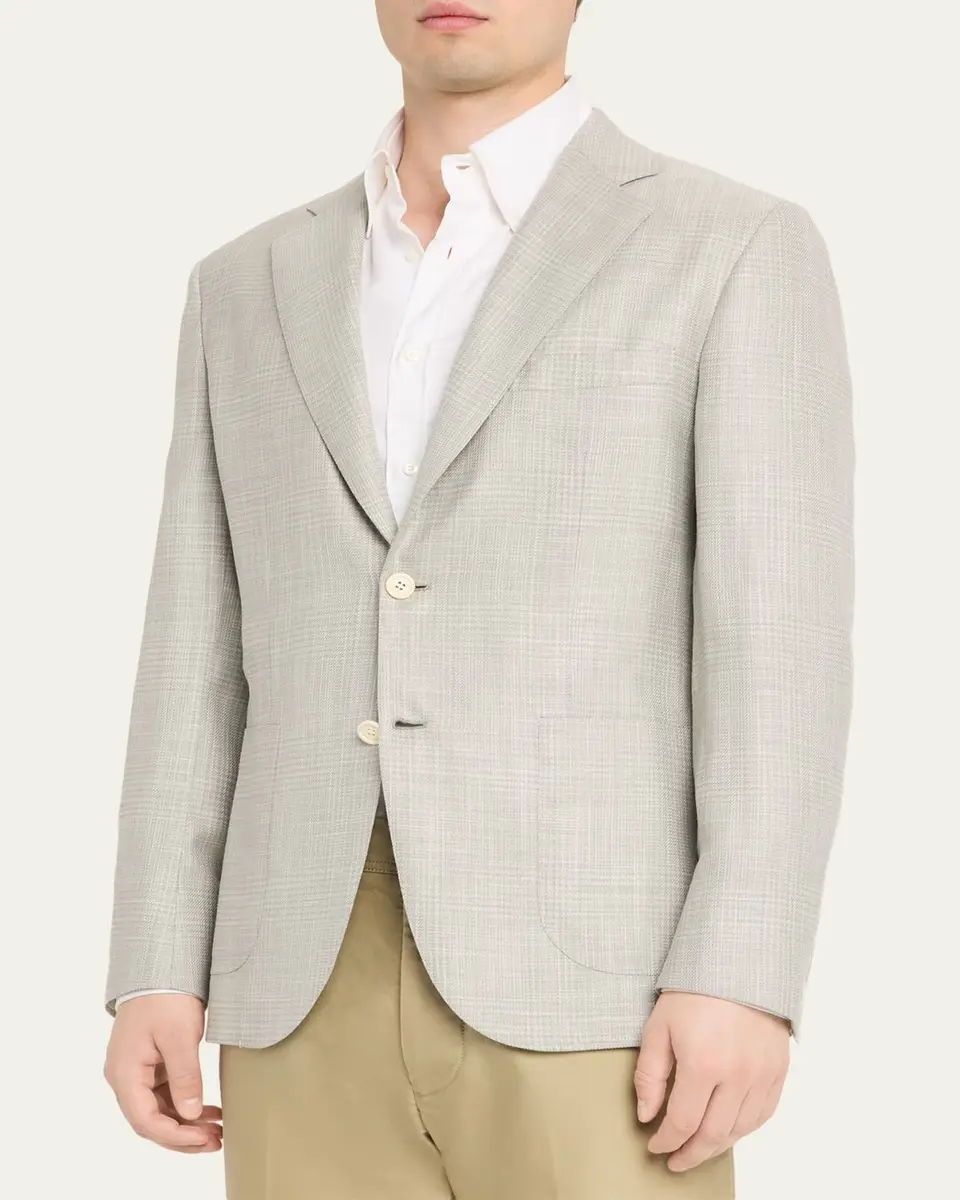 Brioni Men's Wool Plume Plaid Single-Breasted Sport Coat | Thumbnail 4