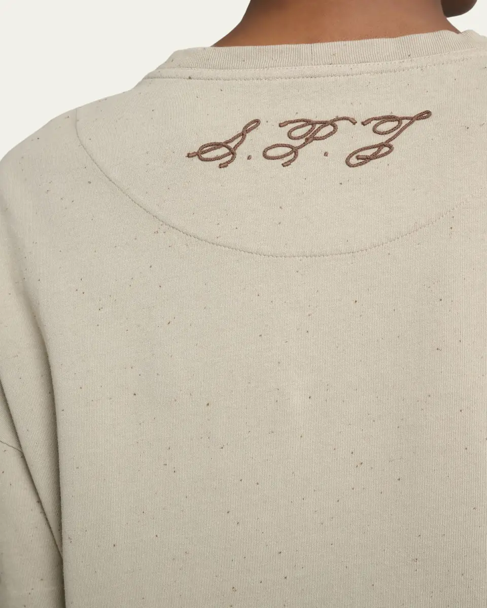 Jacquemus Men's Speckled Cotton-Blend Embroidered Logo T-Shirt | Thumbnail 5 Jacquemus Men's Speckled Cotton-Blend Embroidered Logo T-Shirt | Thumbnail 5