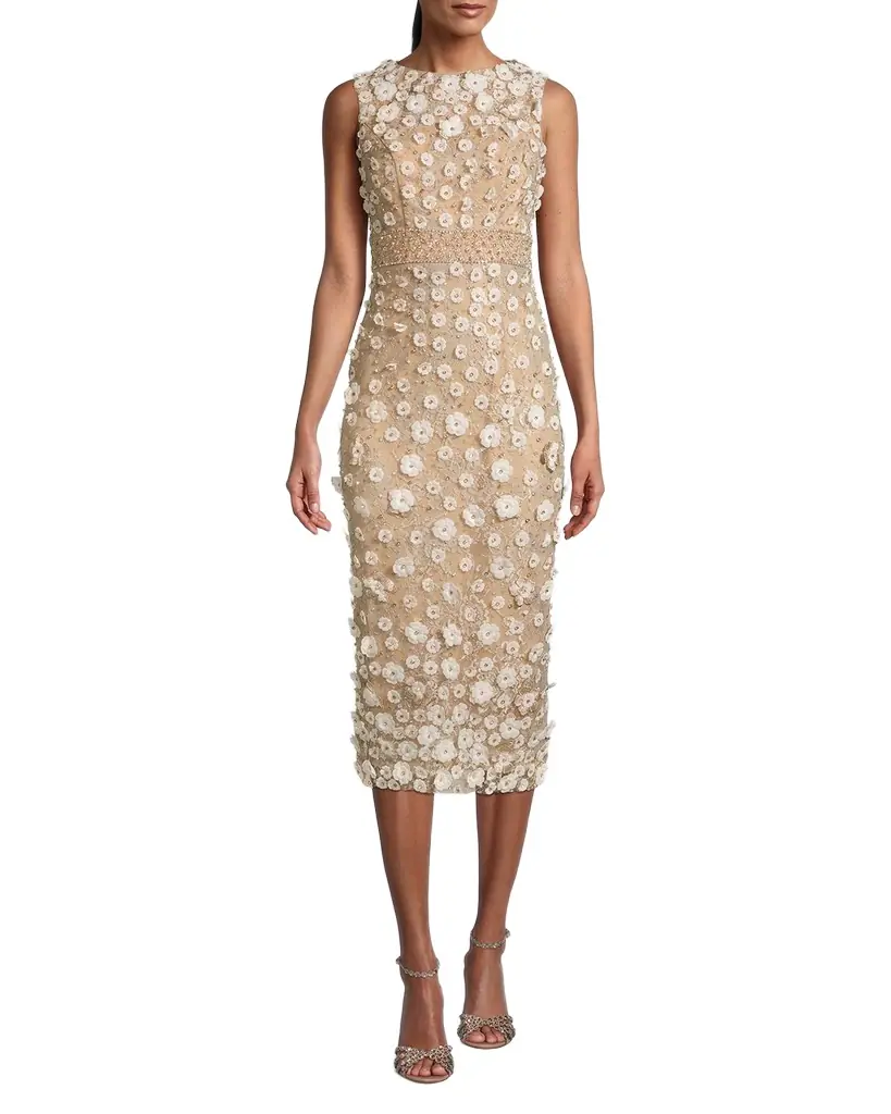 Mac Duggal Floral Beaded Sheath Dress | Image 1 Mac Duggal Floral Beaded Sheath Dress | Image 1