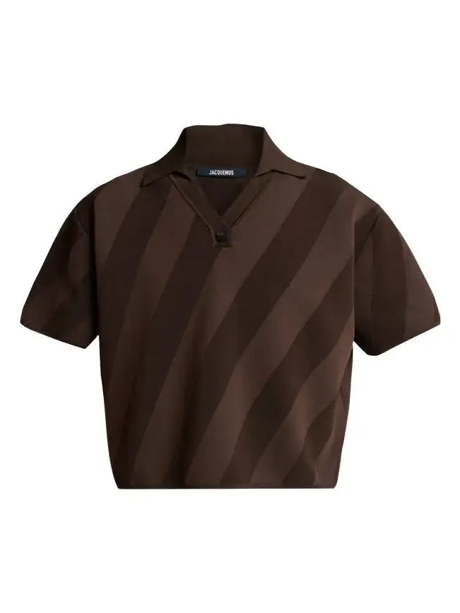 Jacquemus Men's Wide Stripe Knit Johnny Collar Polo Shirt
