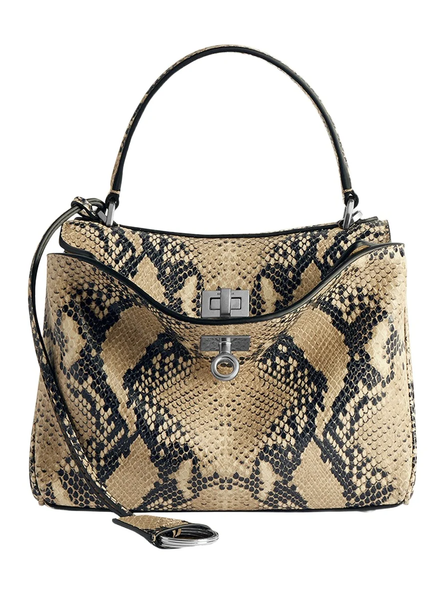 Rodeo Python-Embossed Leather Top-Handle Bag