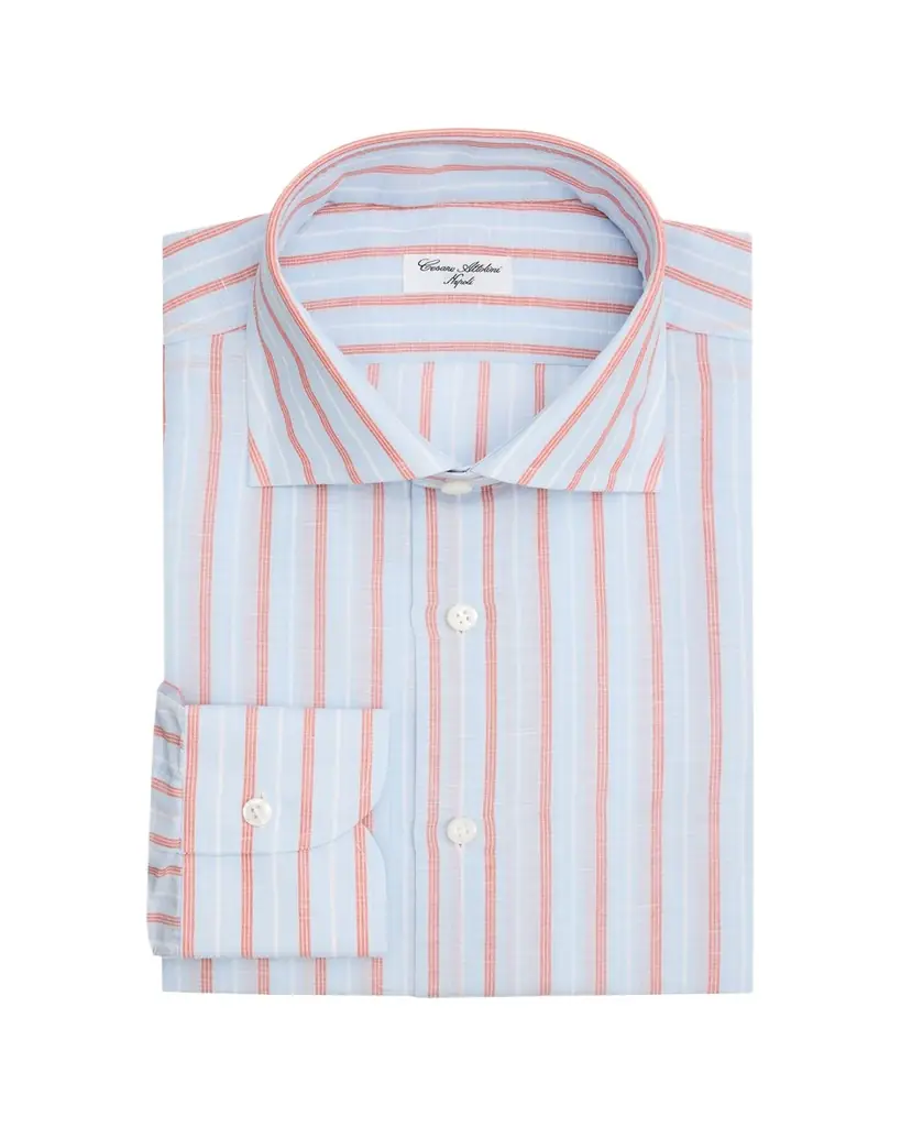 Cesare Attolini Men's Multi-Stripe Linen and Cotton Dress Shirt | Image 1 Cesare Attolini Men's Multi-Stripe Linen and Cotton Dress Shirt | Image 1