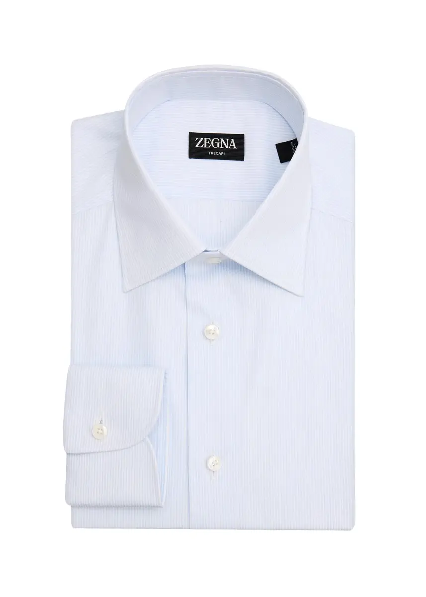 Zegna Men's Micro-Stripe Trecapi Cotton Dress Shirt | Thumbnail 3