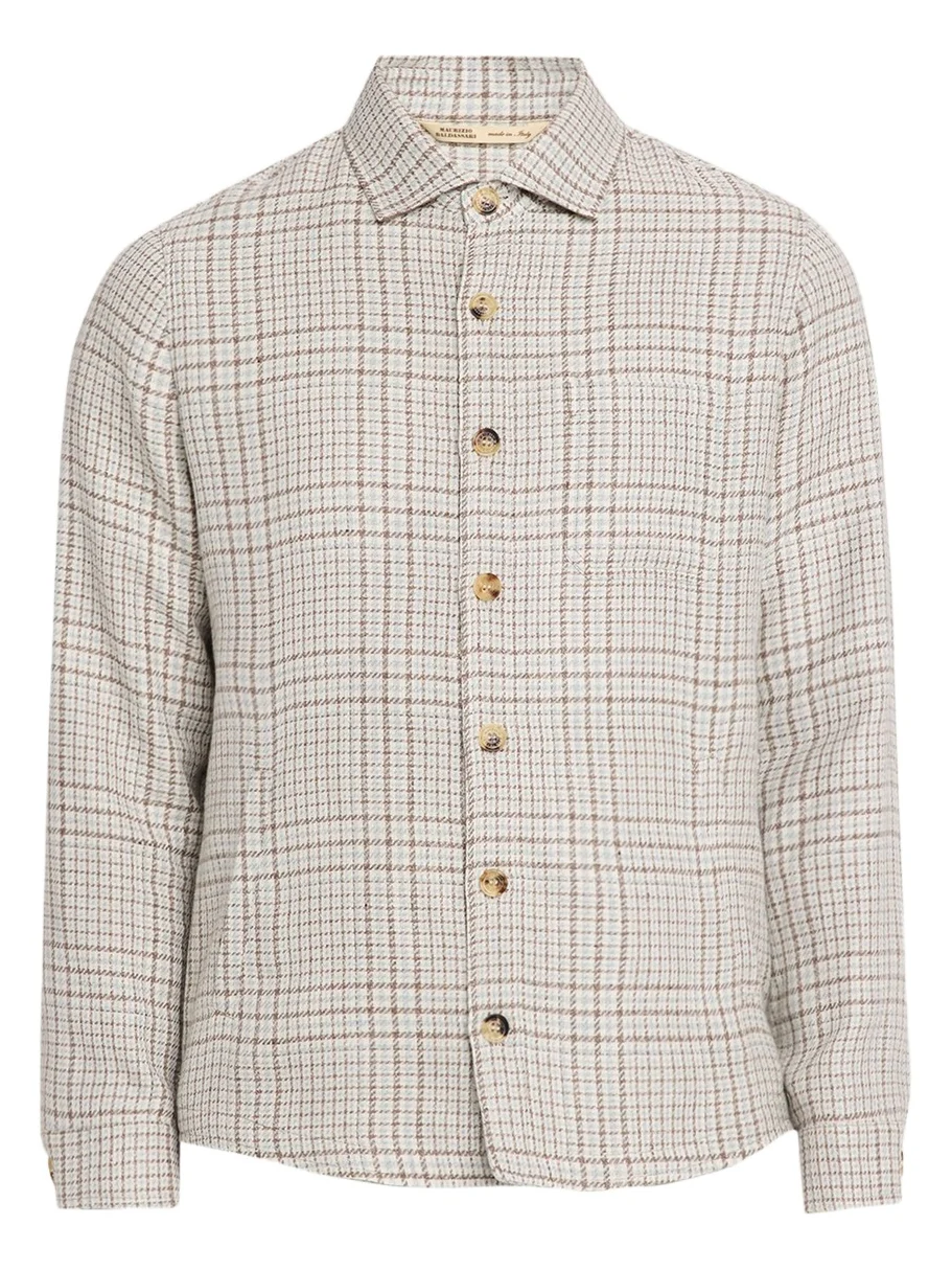 Maurizio Baldassari Men's Linen, Silk and Wool Overshirt with Pockets