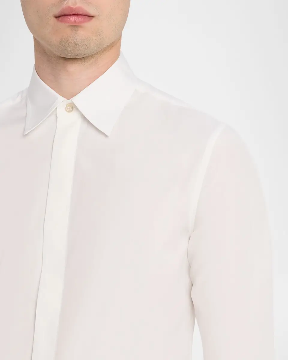 Valentino Garavani Men's Solid Cotton Hidden-Placket Sport Shirt | Thumbnail 9 Valentino Garavani Men's Solid Cotton Hidden-Placket Sport Shirt | Thumbnail 9