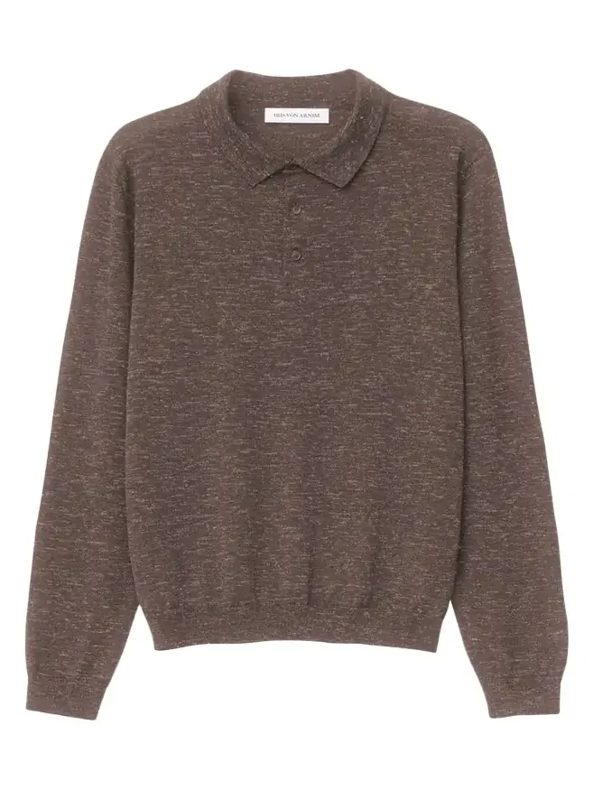 Men's Wool, Silk and Linen Long-Sleeve Polo Shirt Men's Wool, Silk and Linen Long-Sleeve Polo Shirt