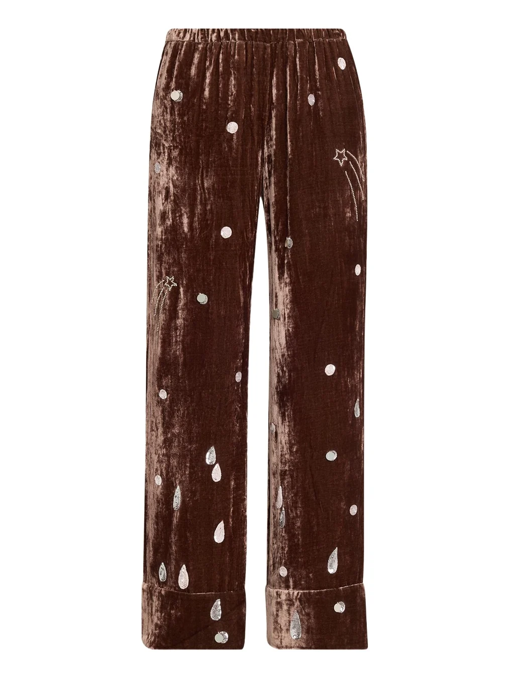 BERNADETTE Louis Embellished Velvet Straight-Leg Pajama Pants