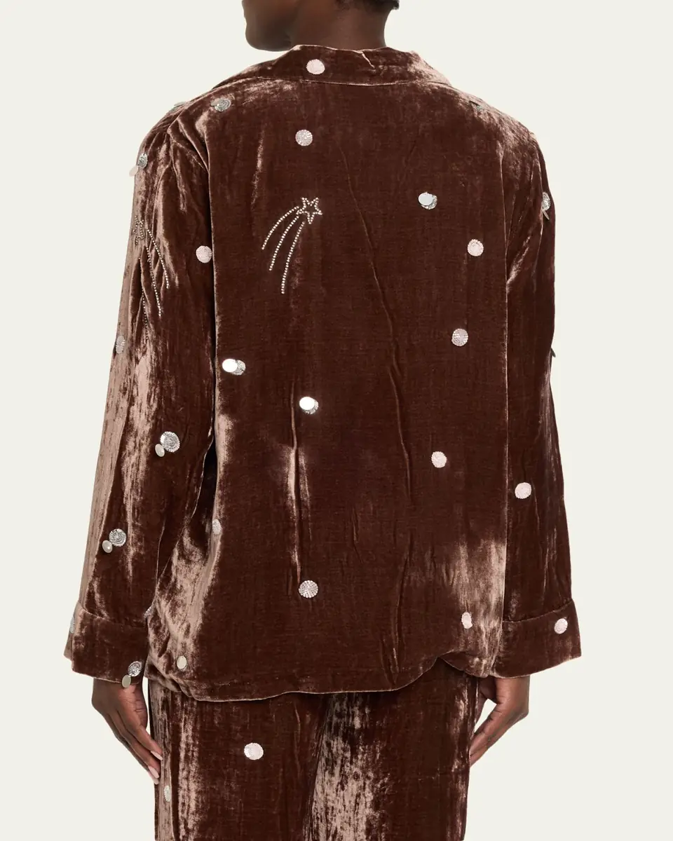BERNADETTE Louis Embellished Velvet Pajama Shirt | Thumbnail 3 BERNADETTE Louis Embellished Velvet Pajama Shirt | Thumbnail 3
