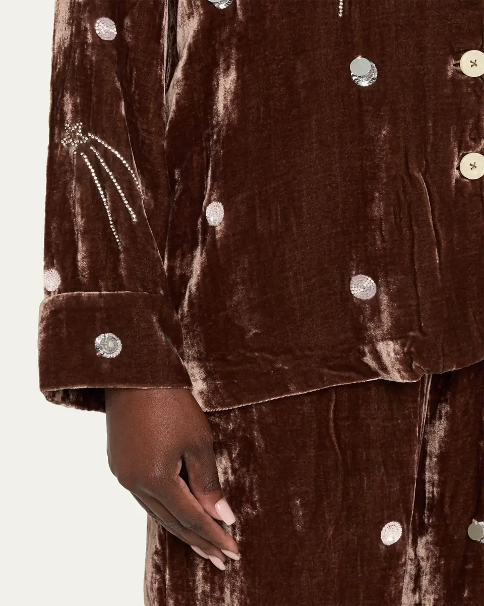 BERNADETTE Louis Embellished Velvet Pajama Shirt | Thumbnail 5 BERNADETTE Louis Embellished Velvet Pajama Shirt | Thumbnail 5