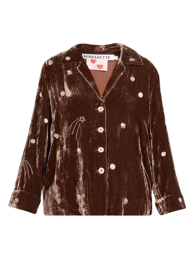 Louis Embellished Velvet Pajama Shirt