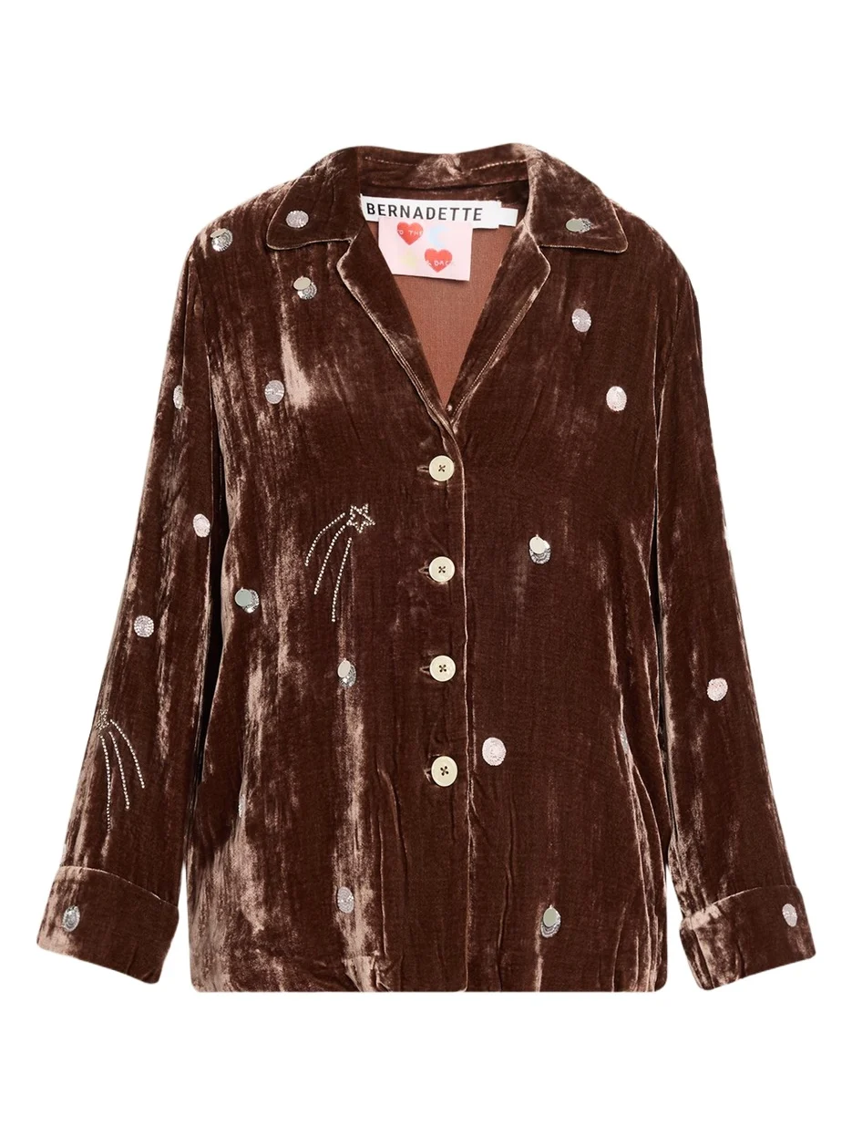 Louis Embellished Velvet Pajama Shirt