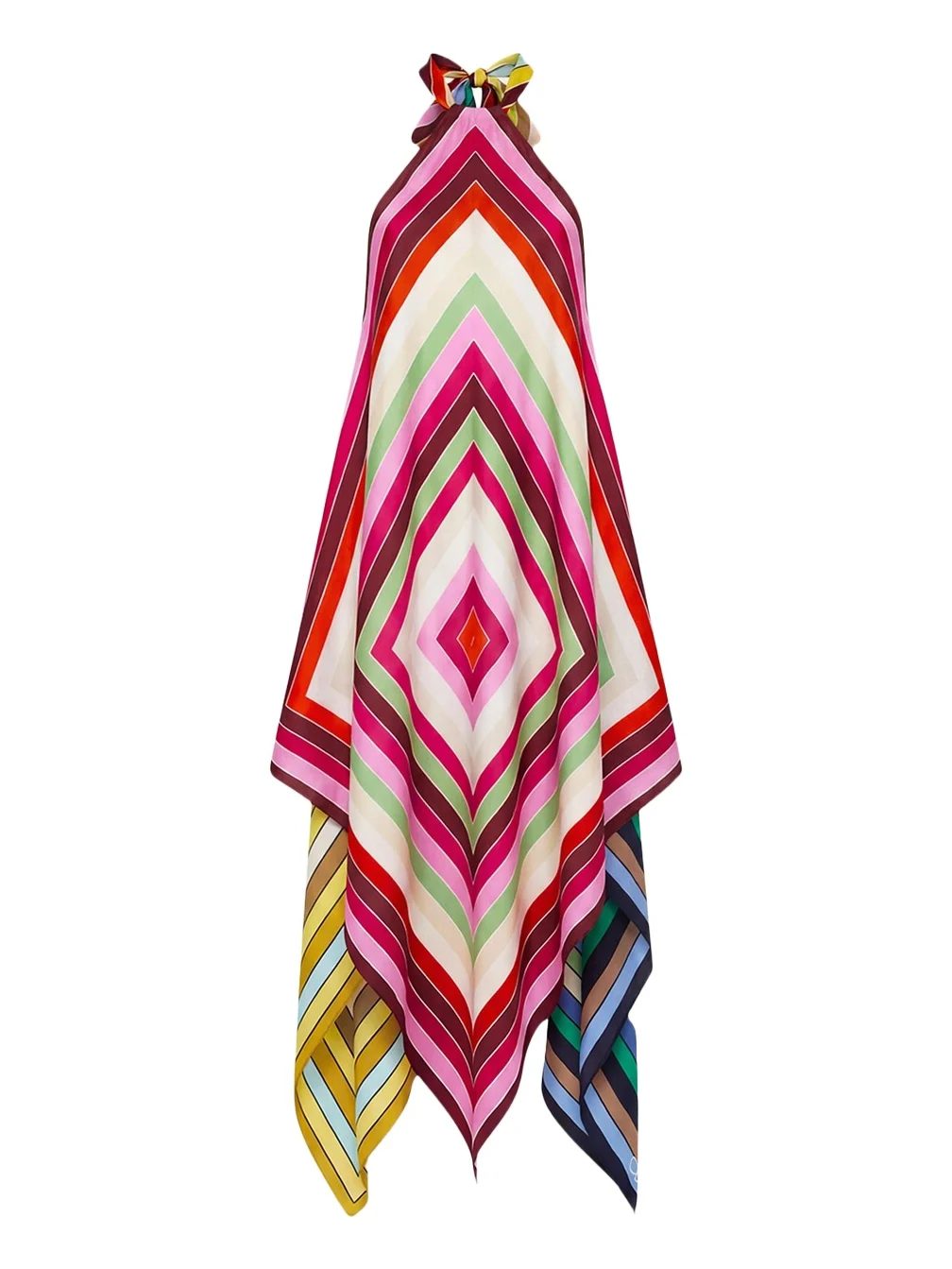 Diane von Furstenberg Harley Striped Silk Scarf Handkerchief Midi Dress