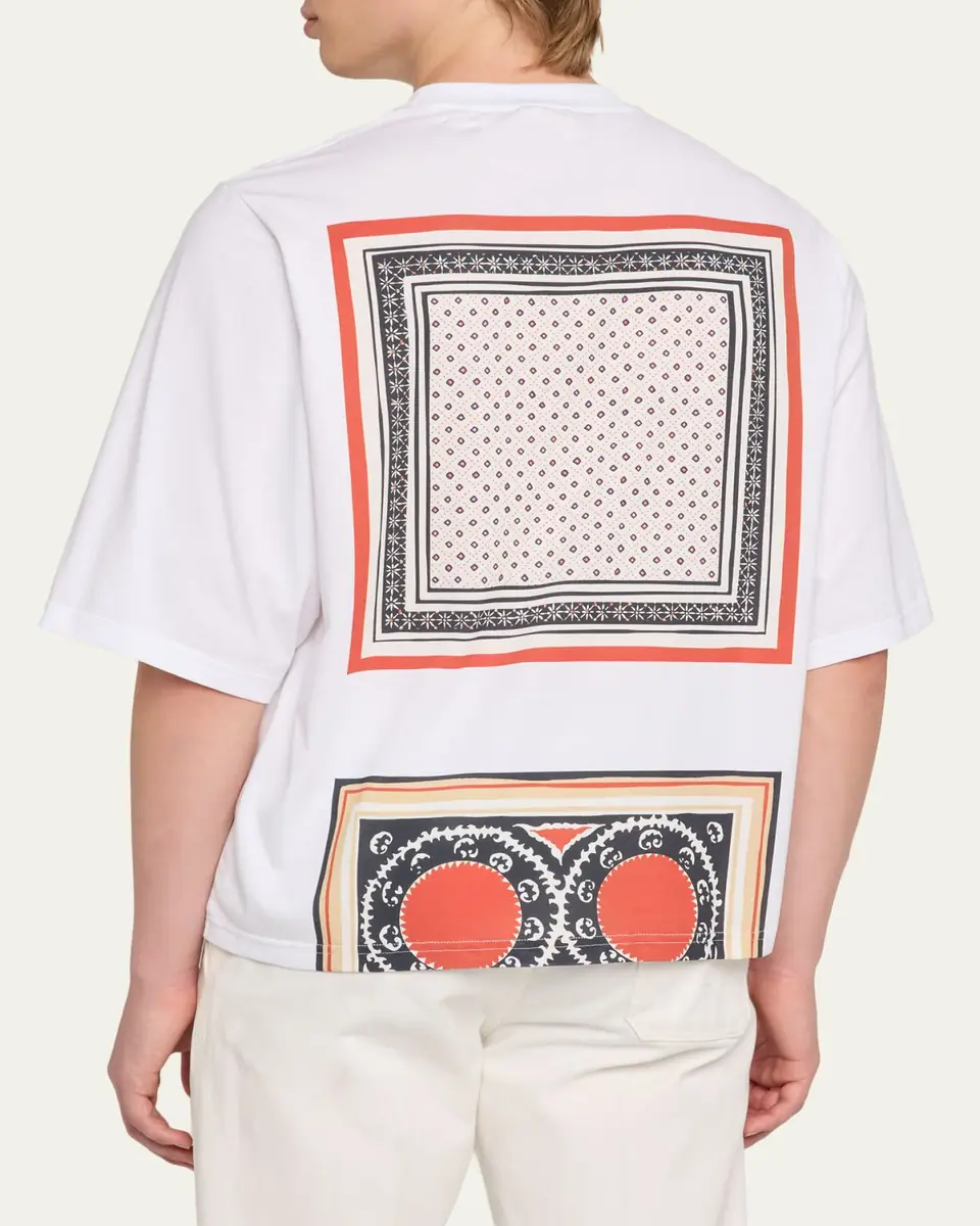 MORDECAI Men's Cotton Jersey Foulard-Print Crewneck T-Shirt | Thumbnail 3