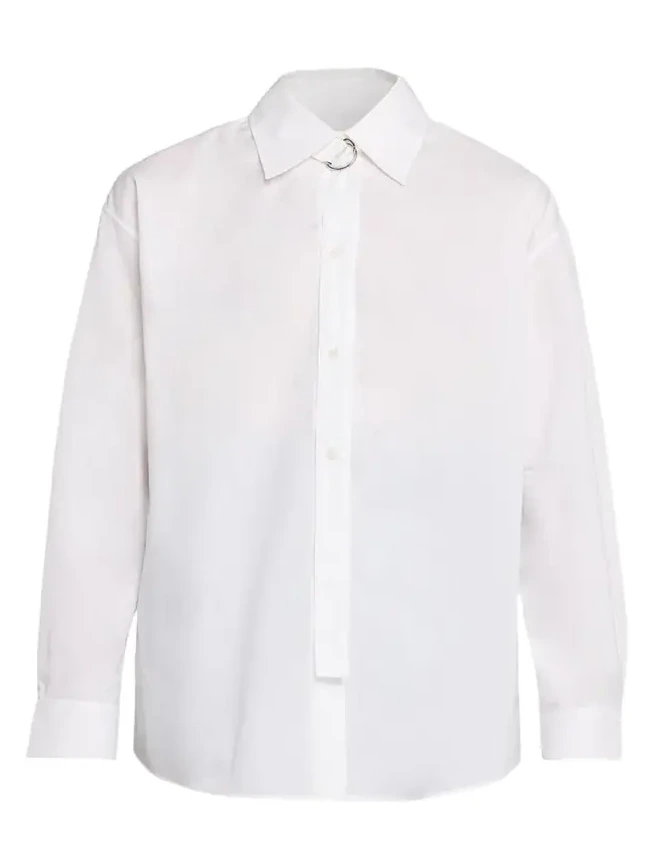 D-Ring Strap Cotton Poplin Button-Down Shirt