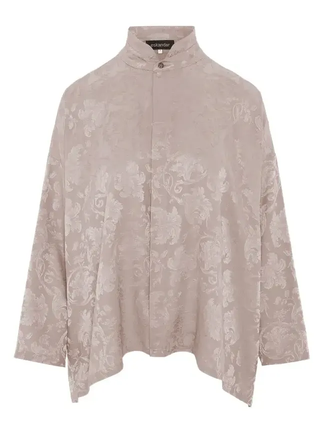 Wide A-Line Double Stand Collar Shirt - Mid Plus Length