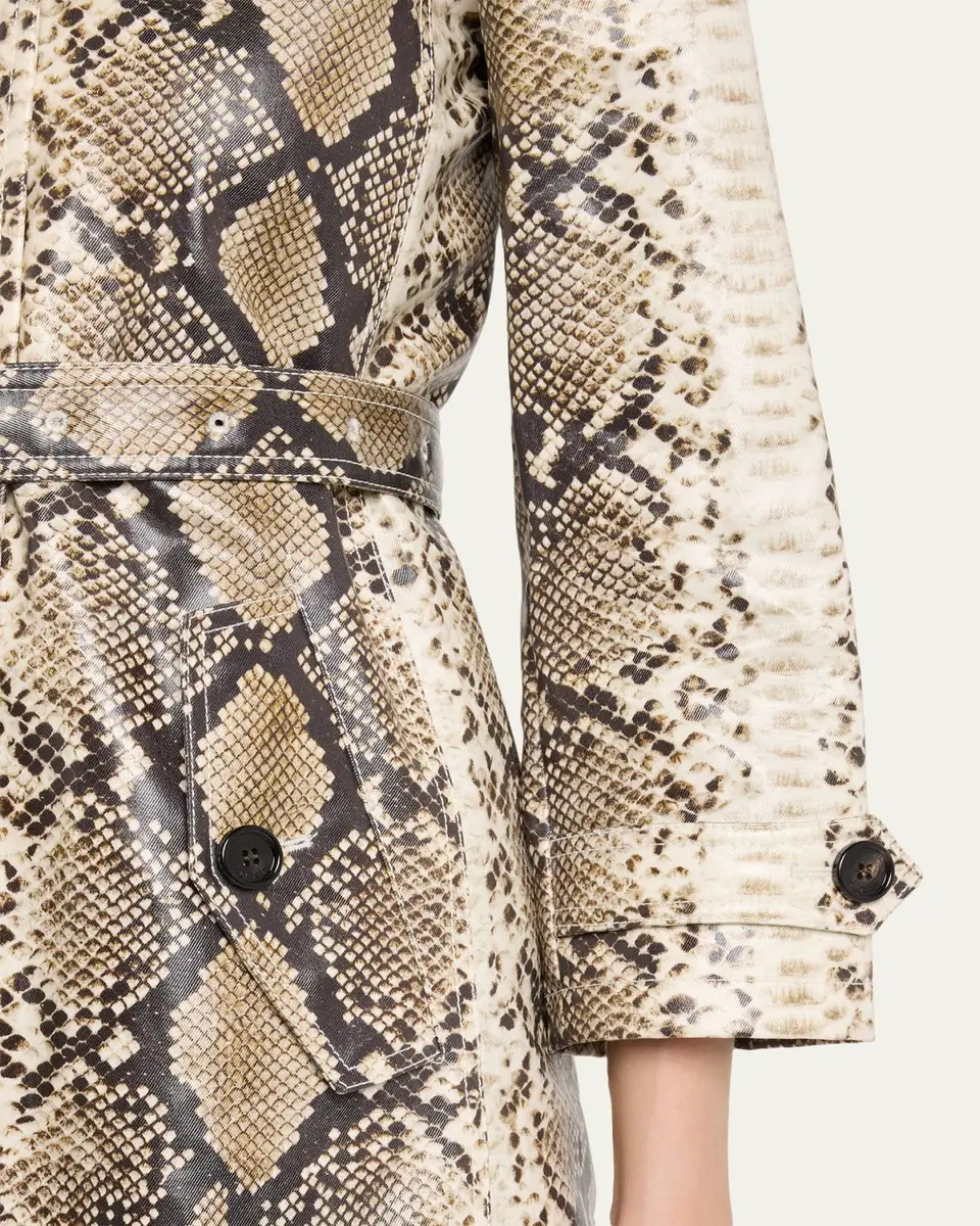 Burberry Stonehaven Python-Print Coated Short Car Coat | Thumbnail 5 Burberry Stonehaven Python-Print Coated Short Car Coat | Thumbnail 5