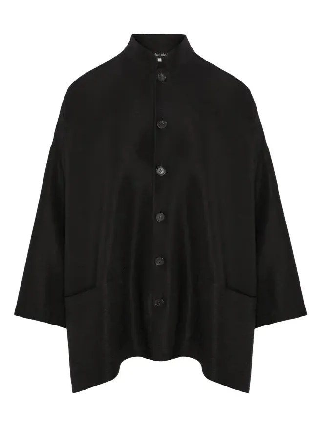 Wide A-Line Mandarin Jacket - Long Length