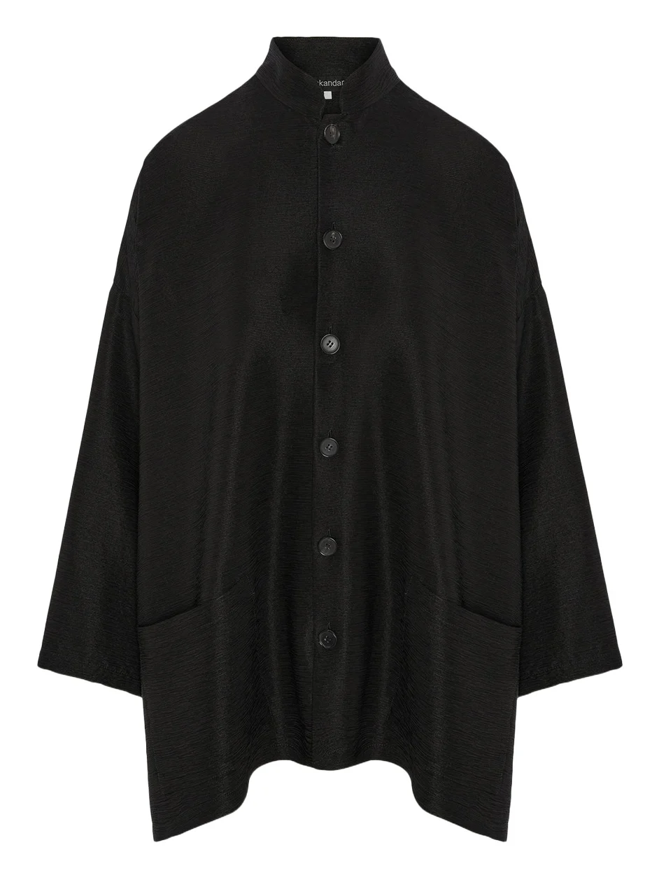 Wide A-Line Mandarin Jacket - Long Length Wide A-Line Mandarin Jacket - Long Length