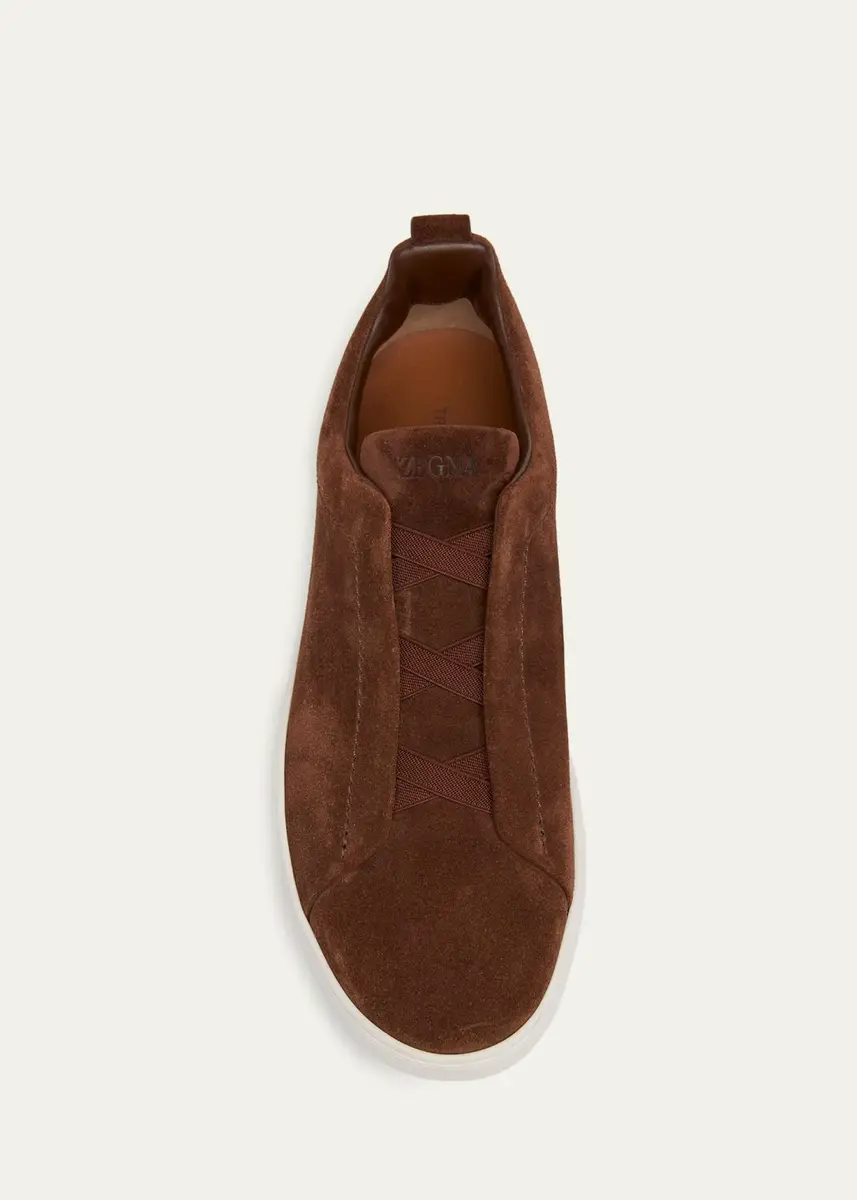 Zegna Men's Suede Triple Stitch Sneakers | Thumbnail 3