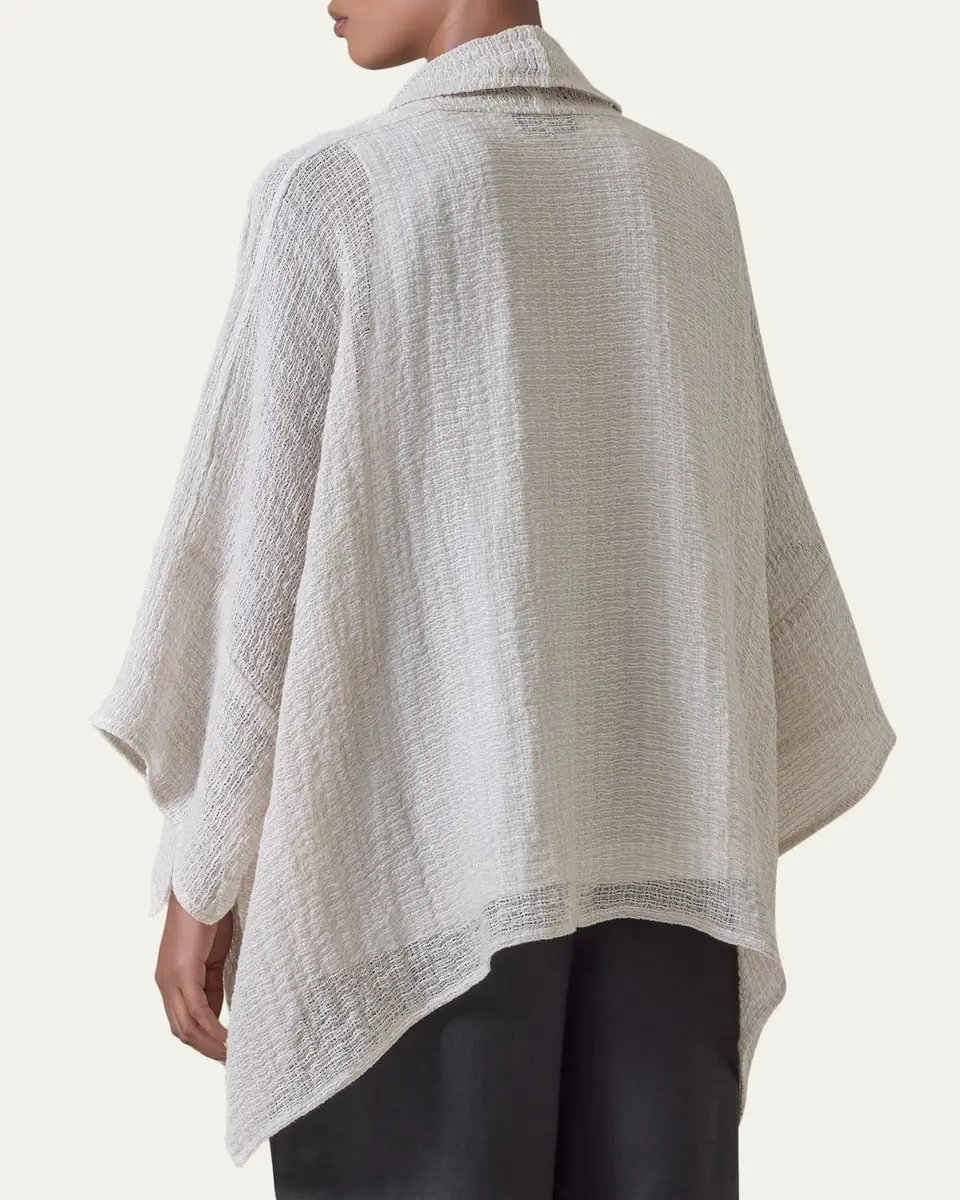 Eskandar Wide Short Sleeve Scrunch Shawl Collar Jacket - Mid Plus Length | Thumbnail 3 Eskandar Wide Short Sleeve Scrunch Shawl Collar Jacket - Mid Plus Length | Thumbnail 3