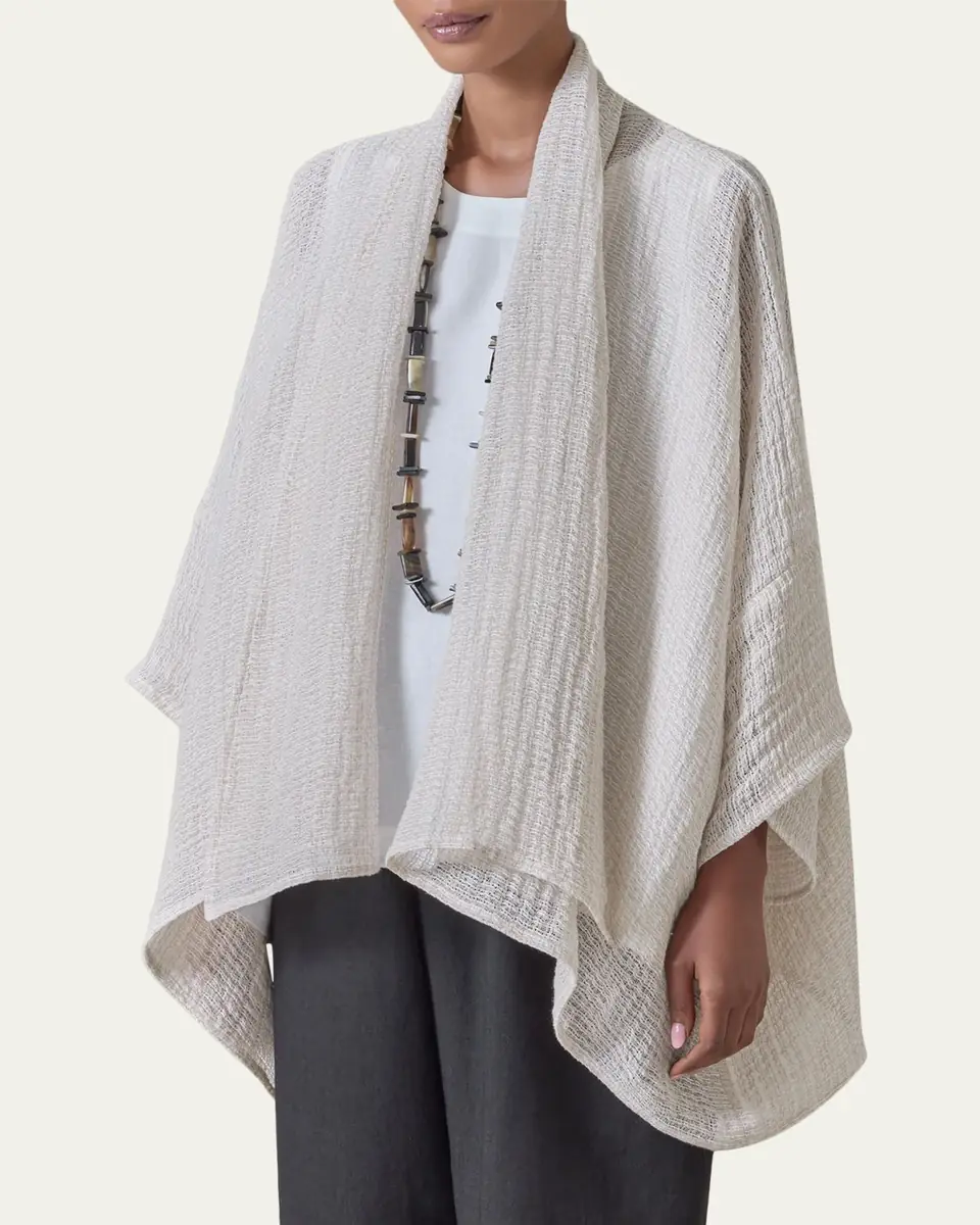 Eskandar Wide Short Sleeve Scrunch Shawl Collar Jacket - Mid Plus Length | Thumbnail 4 Eskandar Wide Short Sleeve Scrunch Shawl Collar Jacket - Mid Plus Length | Thumbnail 4